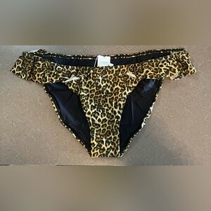 Solido Womens Leopard Print Ruffle Bikini Bottom Size XL
